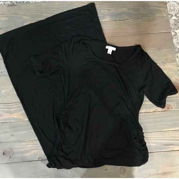 Motherhood Maternity black tight fitted maxi dress women's size large - Picture 1 of 6